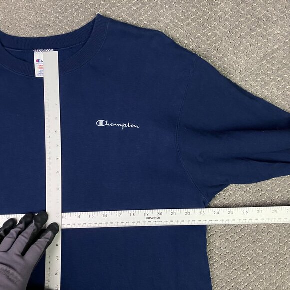 Vintage 90s Champion Sweatshirt Adult XL Blue Script Hi Lo High Low Made in USA - Picture 8 of 13